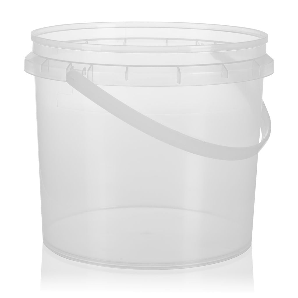 2.2Ltr Clear Round Pail Bucket with White Lid and Handle PACK OF 10