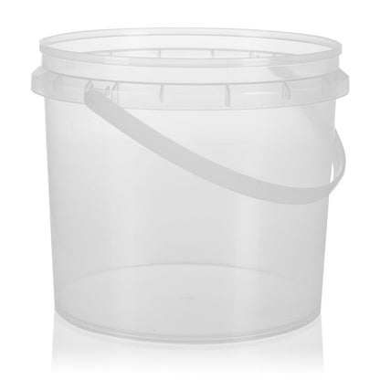 2.2Ltr Clear Round Pail Bucket with White Lid and Handle PACK OF 10